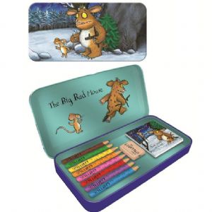 Pencil case tin, The Gruffalo's Child colouring pencils, note pad, pencil sharperner TAOS Gifts