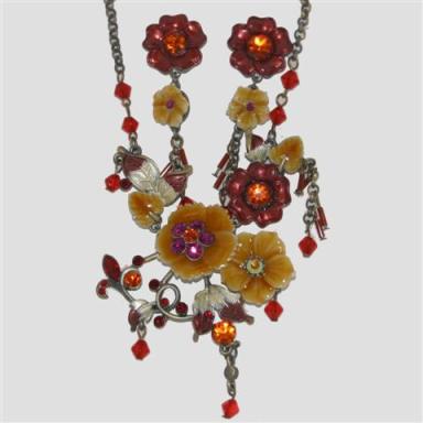 Hand painted flowers and pretty crystal droplets costume jewellery at TAOS Gifts