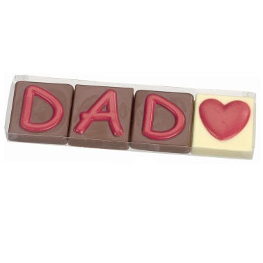dad milk white chocolate heart letters, novelty squares fathers day gifts at taos gifts