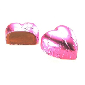 pink foiled gudrun caramel milk chocolate heart at taos gifts