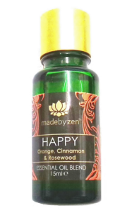 Madebyzen, Happy, Blended Essential Oils, Aromatherapy, 15ml, Blended, Orange, Cinnamon, Rosewood, TAOS Gifts